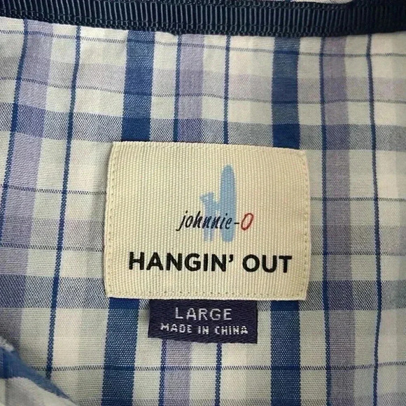 Johnnie-O Hanging Out Plaid Check Long Sleeve Button Up Men's Size L Large Sport - Picture 7 of 9